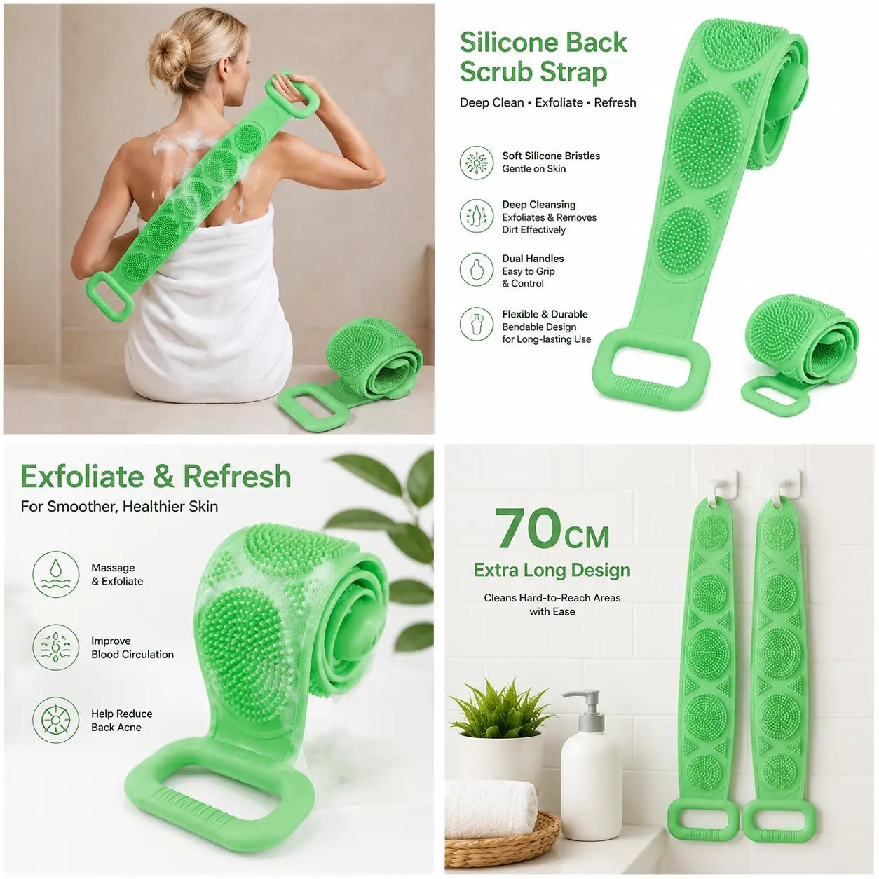 🔥Last Day 49% OFF🔥 - Silicone Bath Brush, Double-Sided Back Scrubber for Body Cleansing & Exfoliating
