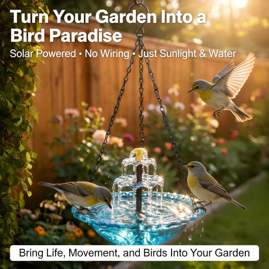 Solar Cascade Hanging Bird Bath Fountain